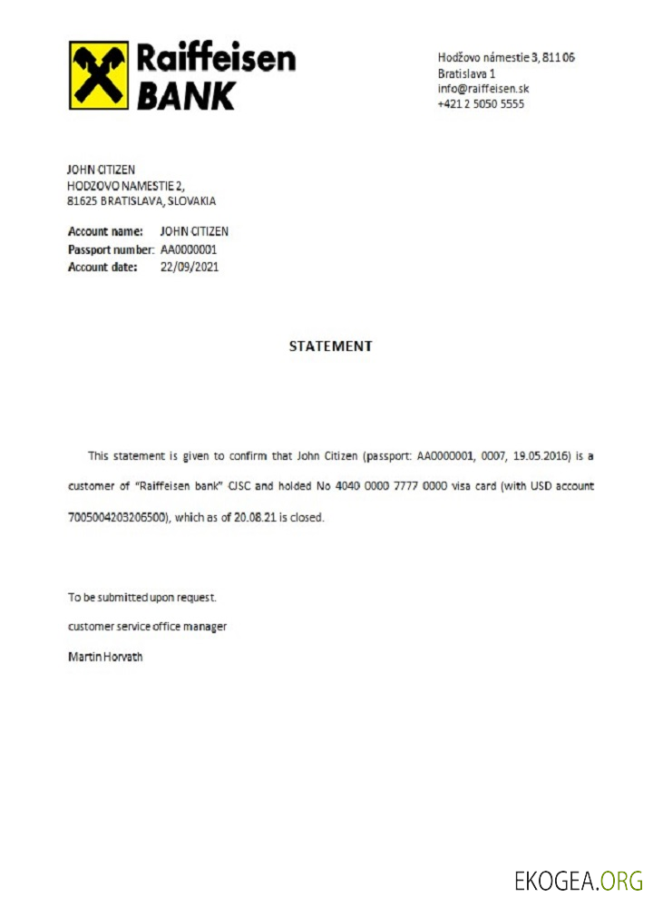 Référence Slovaquie , Raiffeisen , closure